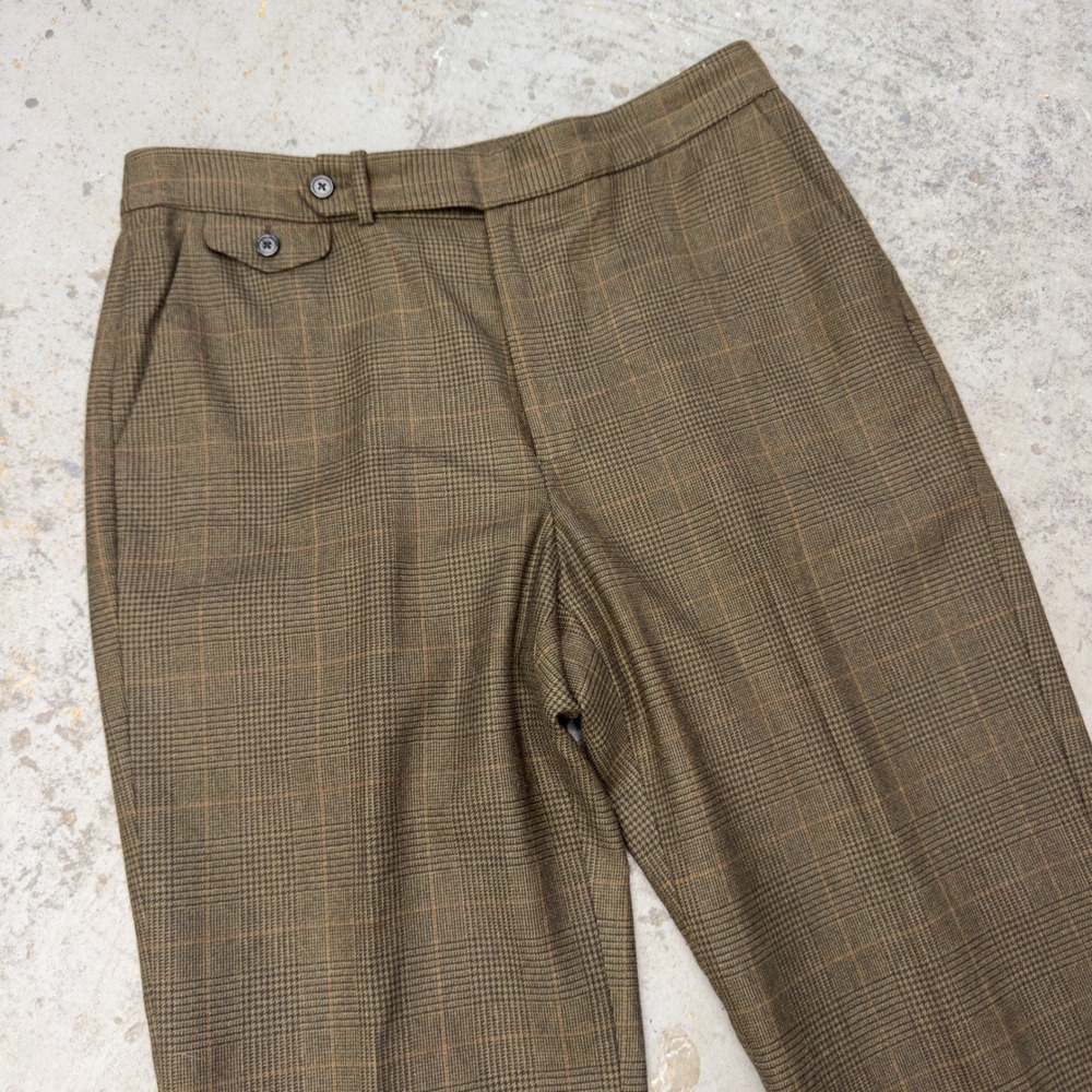 Lauren Ralph Lauren Brown Glen Plaid Wool Cuffed Trousers Pants Size 12 - Picture 2 of 8